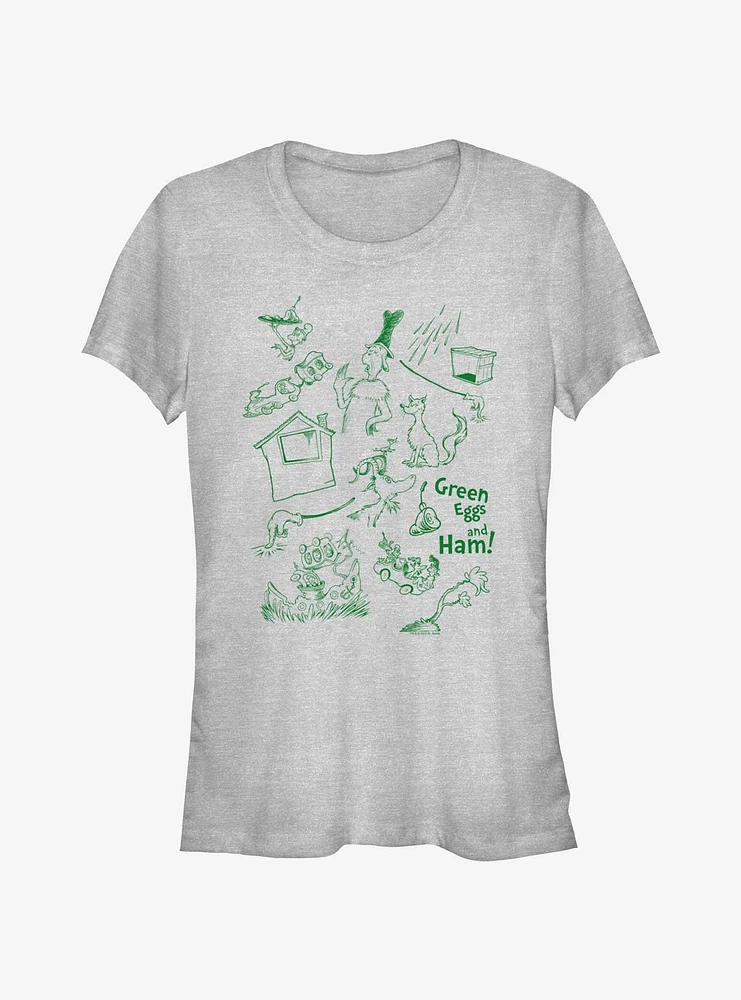 Dr. Seuss Green Eggs And Ham Icons Girls T-Shirt