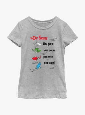 Dr. Seuss One Fish Two Red Blue Badge Spanish Youth Girls T-Shirt