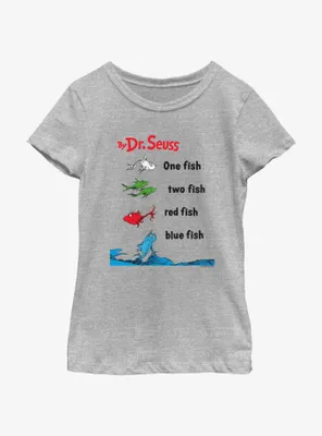 Dr. Seuss One Fish Two Red Blue Badge Youth Girls T-Shirt