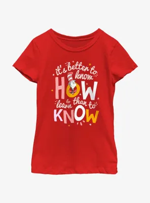 Dr. Seuss Cat The Know How To Learn Youth Girls T-Shirt