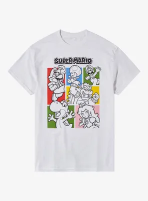 Super Mario Grid Outline Boyfriend Fit Girls T-Shirt