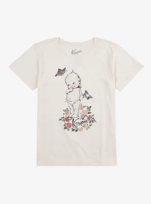 Kewpie Cherub Floral Boyfriend Fit Girls T-Shirt