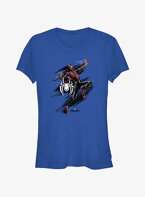 Marvel Spider-Man 2 Game Miles Morales Action Portrait Girls T-Shirt