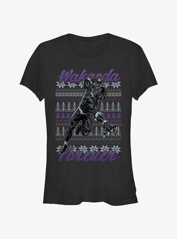 Marvel Black Panther Ugly Holiday Girls T-Shirt