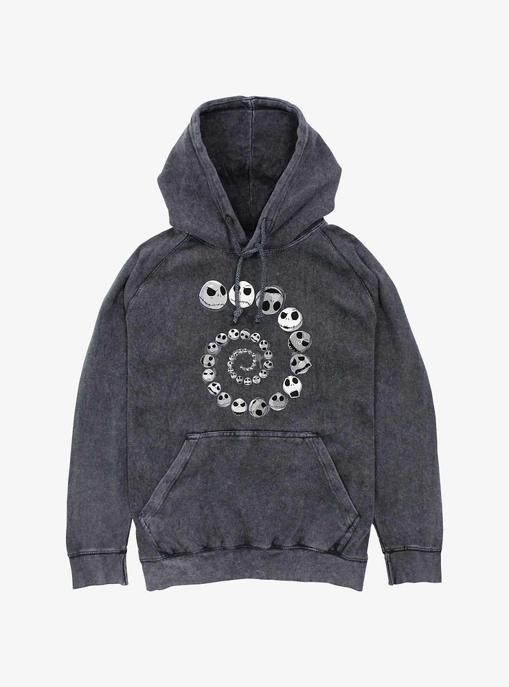 Disney Nightmare Before Christmas Jack Emotions Spiral Mineral Wash Hoodie