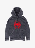 Marvel Spider-Man Miles Morales Spray Symbol Mineral Wash Hoodie