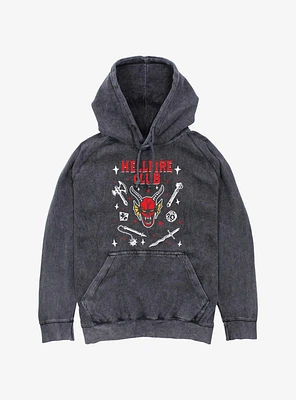 Stranger Things Hellfire Club Icons Mineral Wash Hoodie