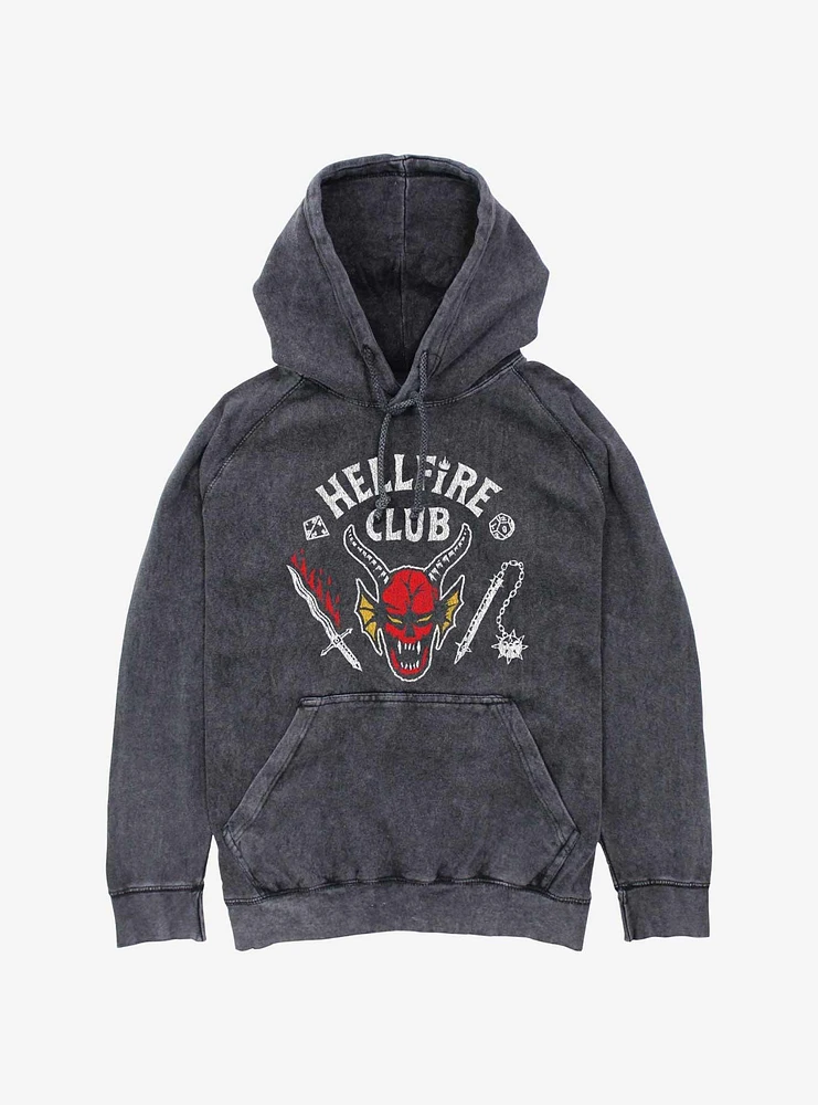 Stranger Things Hellfire Mineral Wash Hoodie