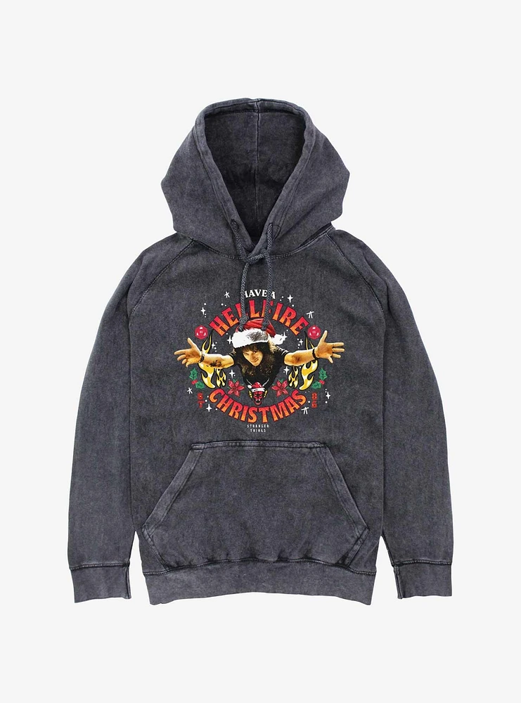 Stranger Things Eddie Munson Hellfire Christmas Mineral Wash Hoodie