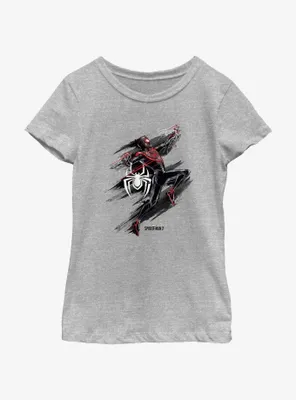 Marvel Spider-Man 2 Game Miles Morales Action Portrait Youth Girls T-Shirt
