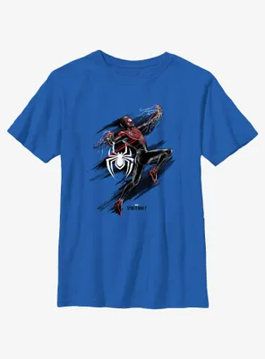 Marvel Spider-Man 2 Game Miles Morales Action Portrait Youth T-Shirt