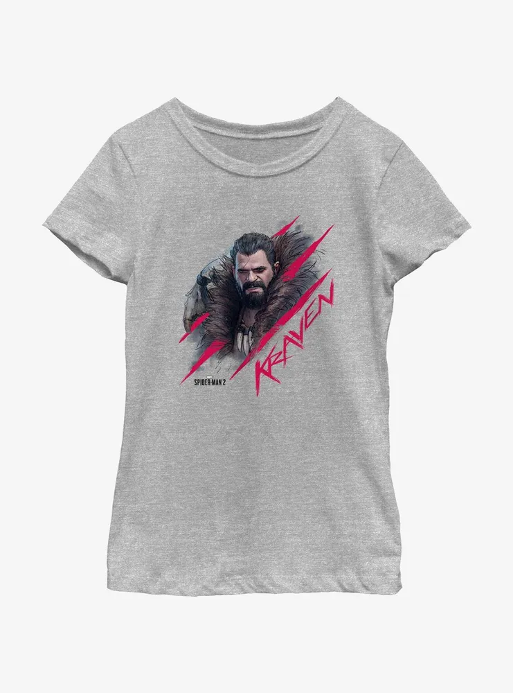 Marvel Spider-Man 2 Game Kraven Scratch Portrait Youth Girls T-Shirt