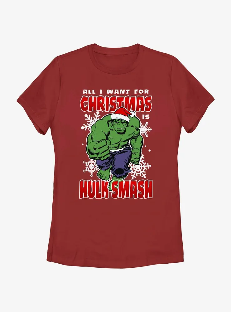 Marvel The Hulk Christmas Smash Womens T-Shirt