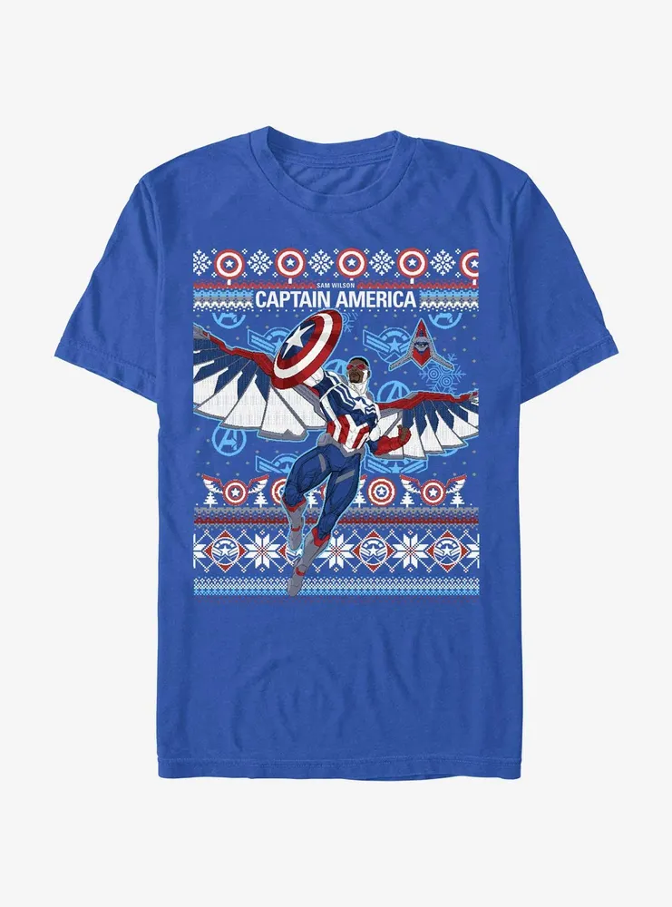 Marvel Captain America Sam Wilson Ugly Holiday T-Shirt