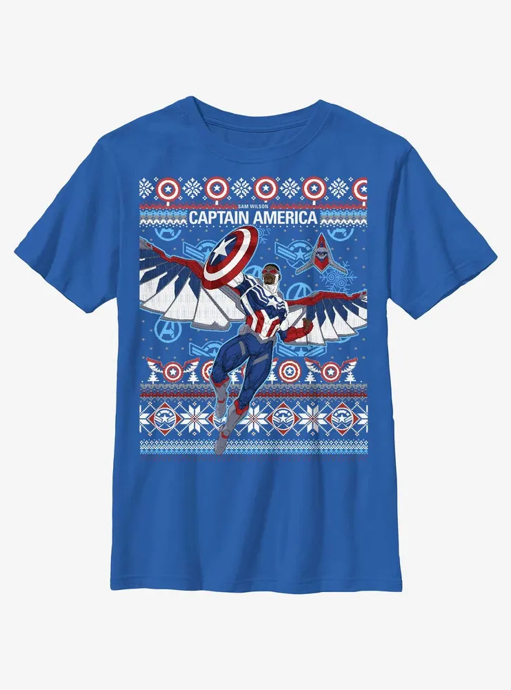 Marvel Captain America Sam Wilson Ugly Holiday Youth T-Shirt