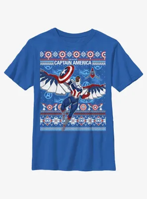 Marvel Captain America Sam Wilson Ugly Holiday Youth T-Shirt