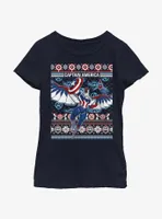 Marvel Captain America Sam Wilson Ugly Holiday Youth Girls T-Shirt