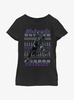 Marvel Black Panther Ugly Holiday Youth Girls T-Shirt