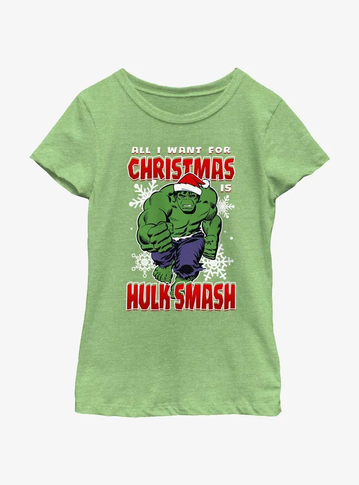 Marvel The Hulk Christmas Smash Youth Girls T-Shirt