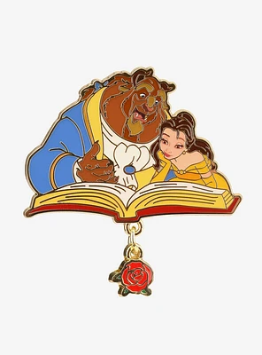 Disney Beauty and the Beast Belle & Beast Reading Dangling Charm Enamel Pin — BoxLunch Exclusive