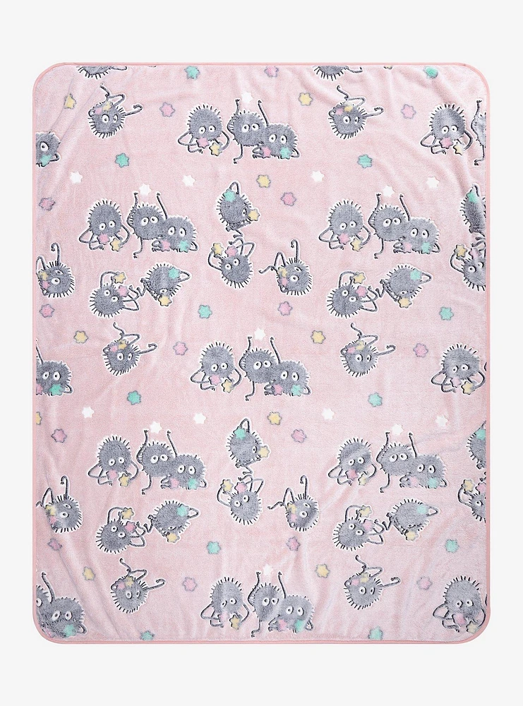 Studio Ghibli® Spirited Away Soot Sprites Pastel Pink Throw Blanket