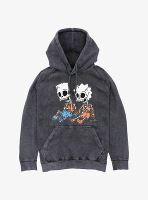 The Simpsons House Of Horrors Skeleton Bart And Lisa Mineral Wash Hoodie