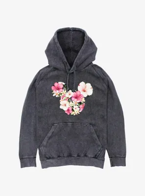 Disney Mickey Mouse Tropical Floral Ears Mineral Wash Hoodie