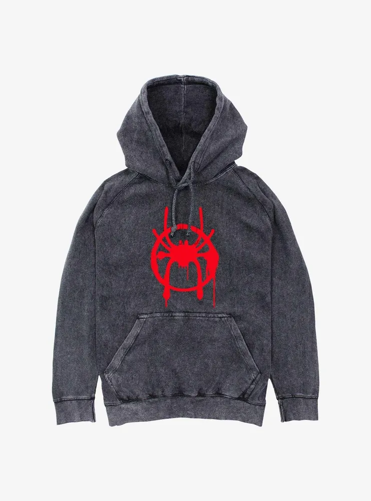 Marvel Spider-Man Miles Morales Spray Symbol Mineral Wash Hoodie