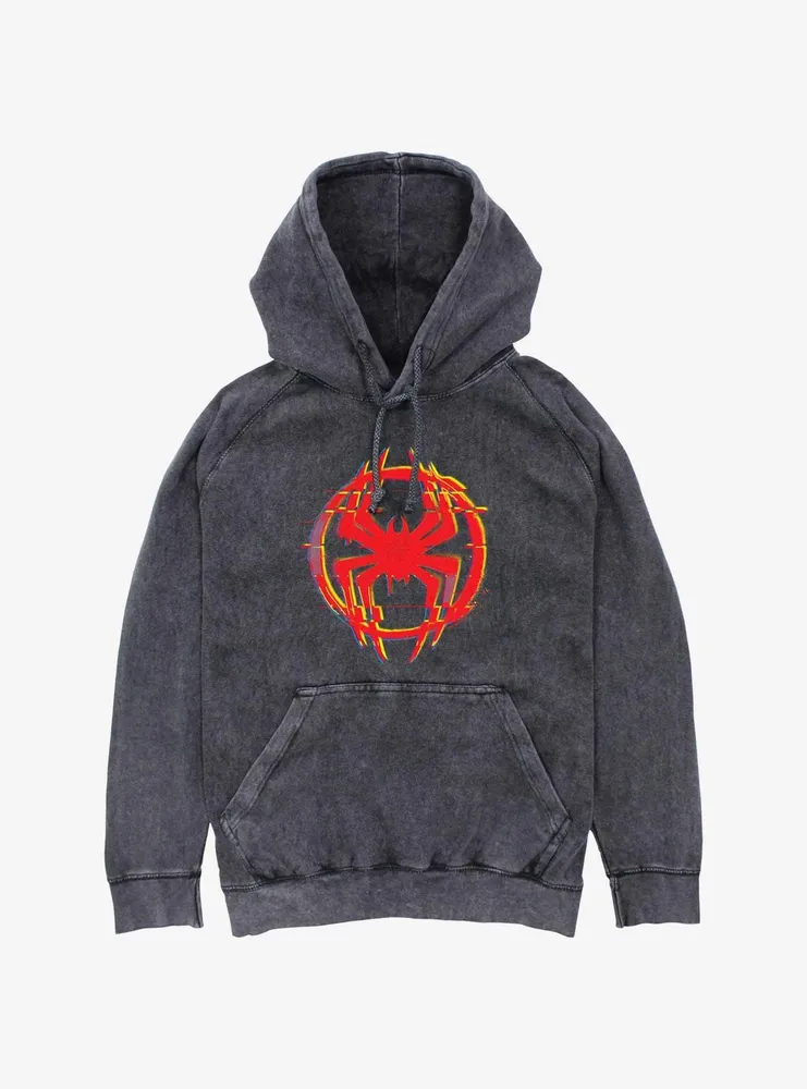 Marvel Spider-Man: Into The Spider-Verse Glitch Symbol Mineral Wash Hoodie