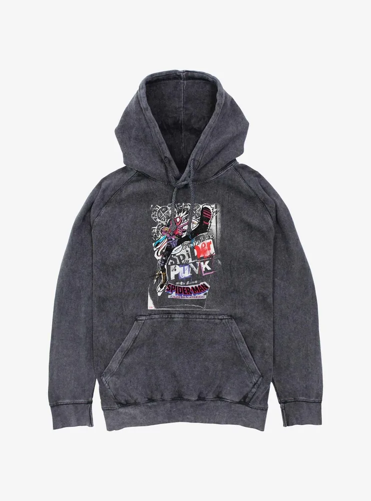 Marvel Spider-Man: Across The Spider-Verse Spider-Punk Poster Mineral Wash Hoodie