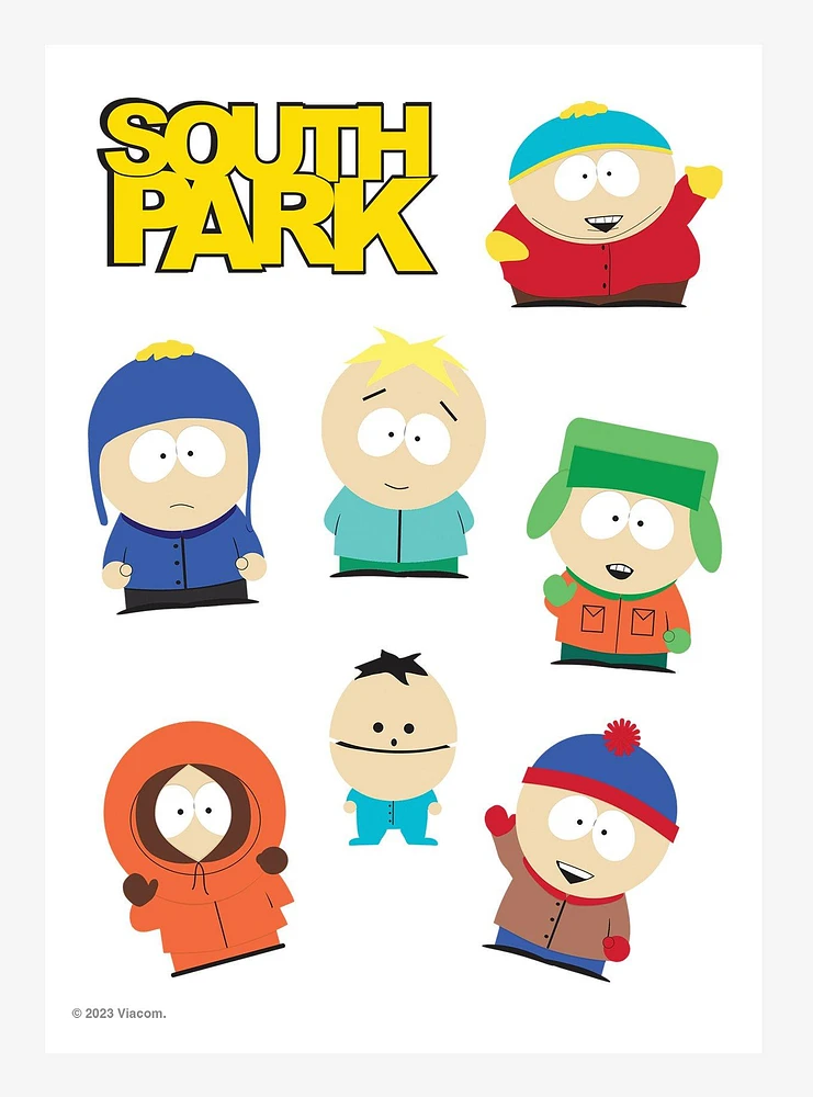 South Park The Kids Kiss-Cut Sticker Sheet