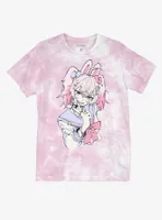 Pink Bunny Sailor Tie-Dye Boyfriend Fit Girls T-Shirt By Animebae