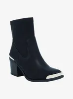 Dirty Laundry Black Silver Trim Heeled Booties