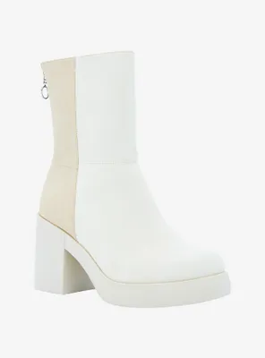 Dirty Laundry Cream & Taupe Color-Block Heel Boots