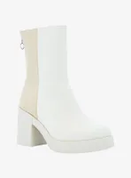 Dirty Laundry Cream & Taupe Color-Block Heel Boots