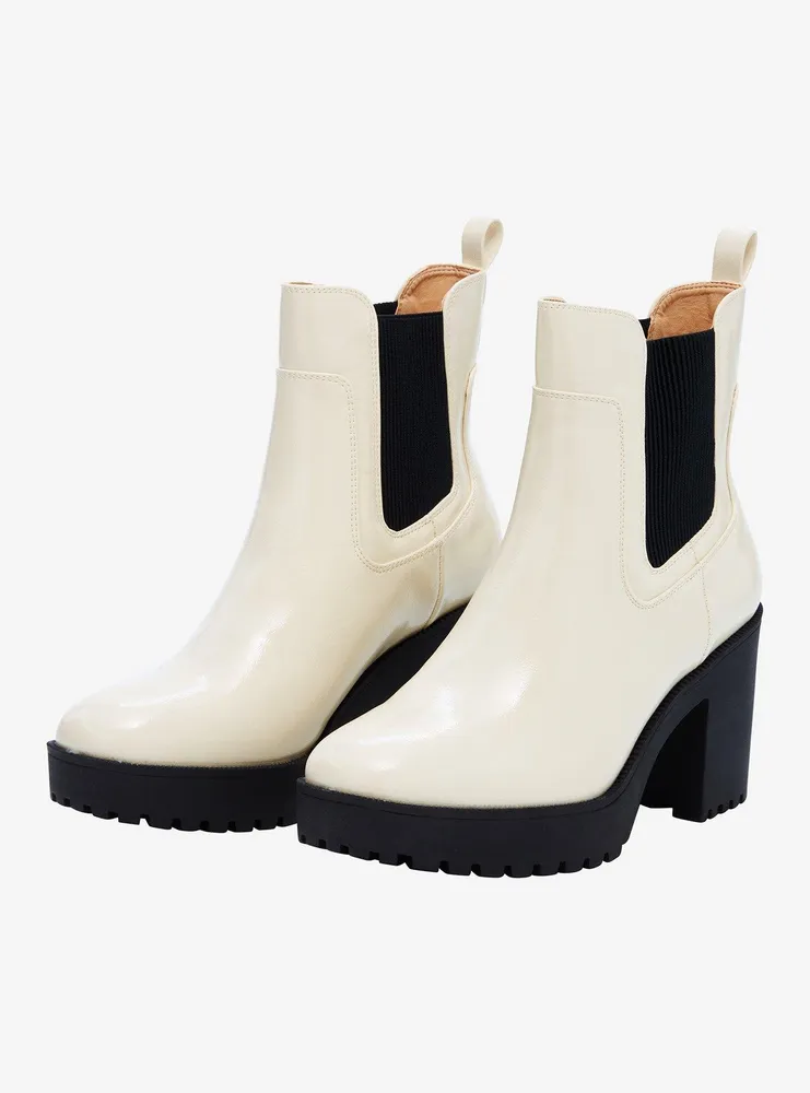 Chinese Laundry Cream & Black Heel Boots