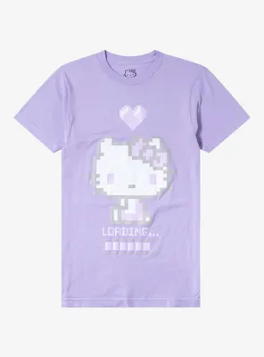 Hello Kitty Pixel Lavender Boyfriend Fit Girls T-Shirt
