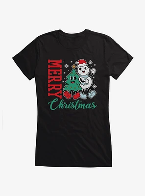 Hot Topic Merry Christmas Snowman And Tree Girls T-Shirt