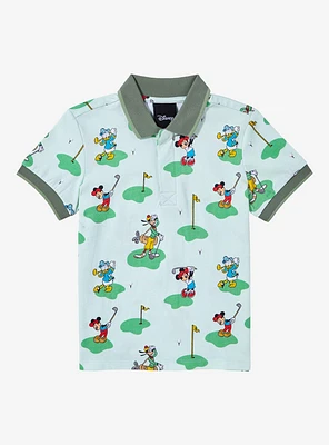 Disney Mickey Mouse and Friends Golfing Allover Print Toddler Polo Shirt — BoxLunch Exclusive