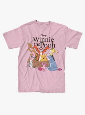 Disney Winnie The Pooh Group Pink Boyfriend Fit Girls T-Shirt