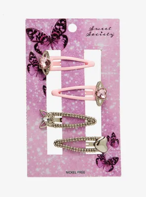 Sweet Society Butterfly Heart Ring Hair Clip Set