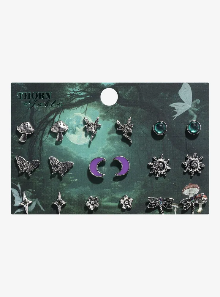 Thorn & Fable Fairy Purple Moon Stud Earring Set