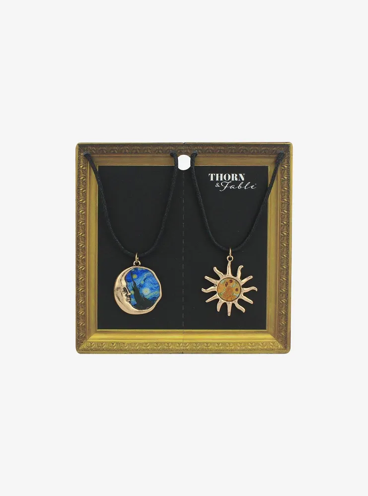 Thorn & Fable Sun & Moon Artwork Cord Necklace Best Friend Cord Necklace Set