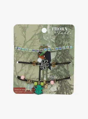 Thorn & Fable Frog & Flowers Beaded Bracelet Set