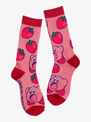 Nintendo Kirby Strawberries Allover Print Crew Socks - BoxLunch Exclusive