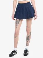 Social Collision Dark Denim Pleated Skirt