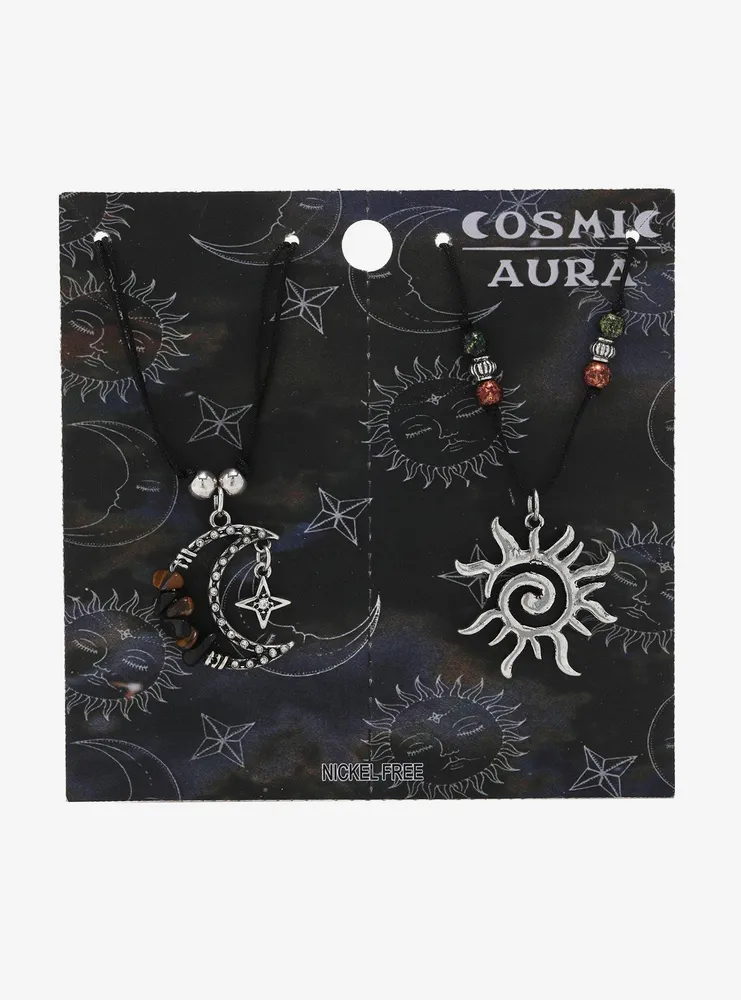 Cosmic Aura Celestial Crystal Stone Best Friend Cord Necklace Set