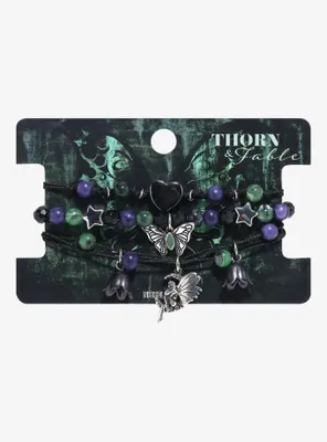 Thorn & Fable Dark Fairy Butterfly Cord Bracelet Set