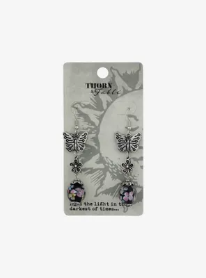 Thorn & Fable Butterfly Floral Lantern Earrings