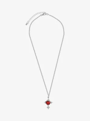 Social Collision® Jeweled Heart Cross Pendant Necklace